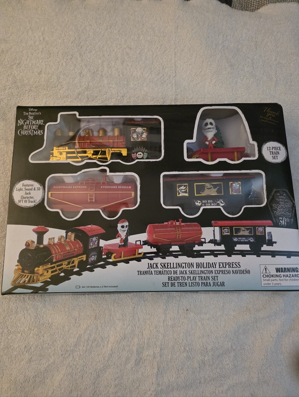 Rare Disney Jack Skellington Holiday Express Train Set - Red, Black, Gold